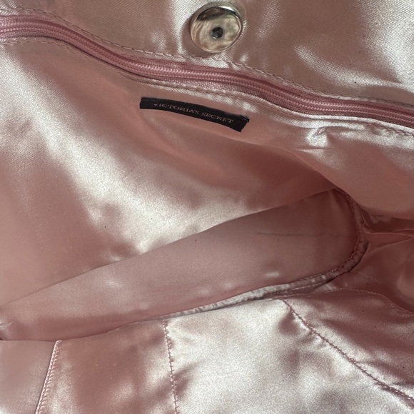 NWT Victoria’s Secret Denim Black Lace Corset Pink Silk Lined Tote Bag - Picture 8 of 10